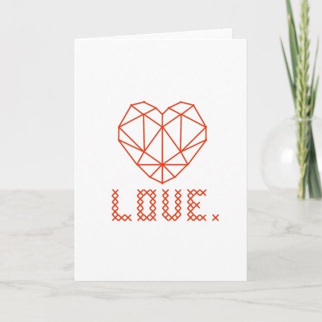 Elegant Geometric Heart 3D LOVE Greeting Card (Front)