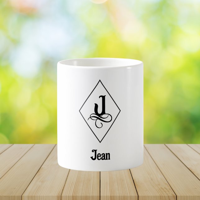 Elegant Geometric Initial Monogram J Coffee Mug (Creator Uploaded)
