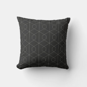 Elegant Geometric Lines Pattern Black and White Throw Pillow