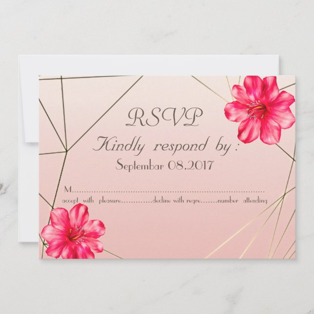 Elegant Geometric Magnolia  RSVP Invitation (Front)