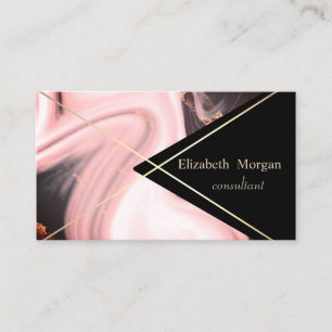 Elegant Geometric Marble Gold Stripes Business Card