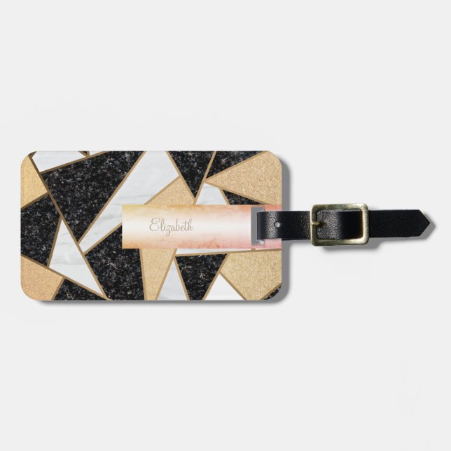 Elegant Geometric Marble - Personalized Luggage Tag (Front Horizontal)