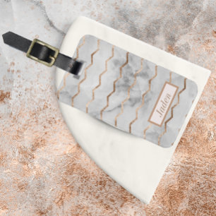 Elegant Geometric Marble Style Luggage Tag