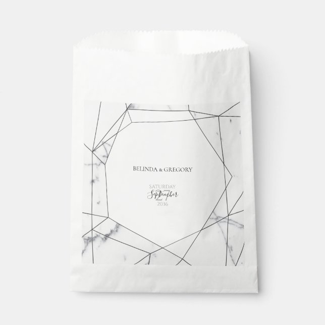 Elegant Geometric Marble Wedding Favour Bag (Front)