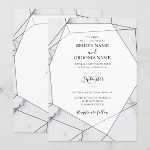 Elegant Geometric Marble Wedding Invitations