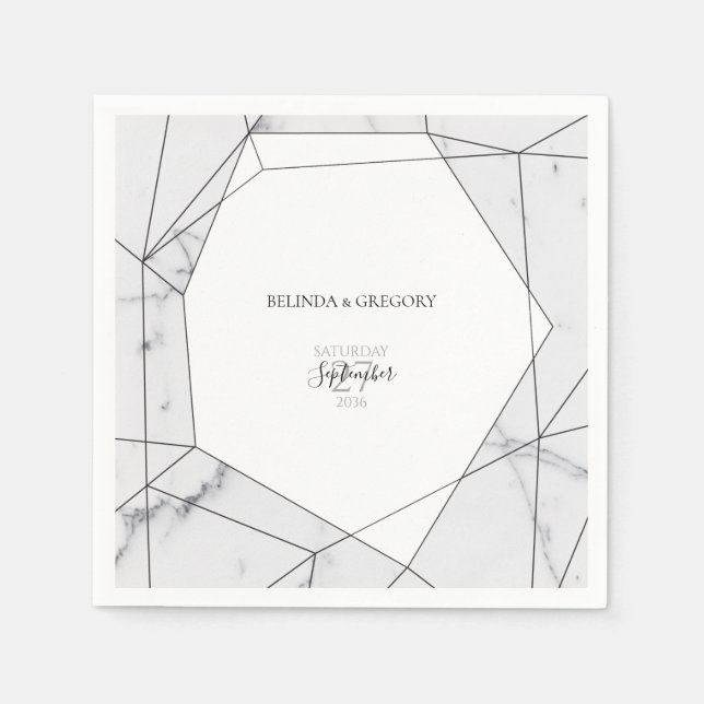 Elegant Geometric Marble Wedding  Napkin (Front)