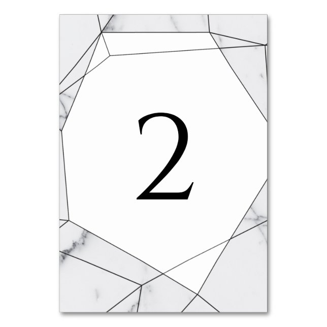 Elegant Geometric Marble Wedding Table Number (Front)