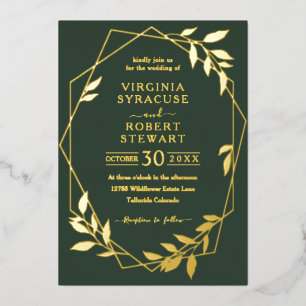 Elegant Geometric Modern Royal Dark Green Wedding