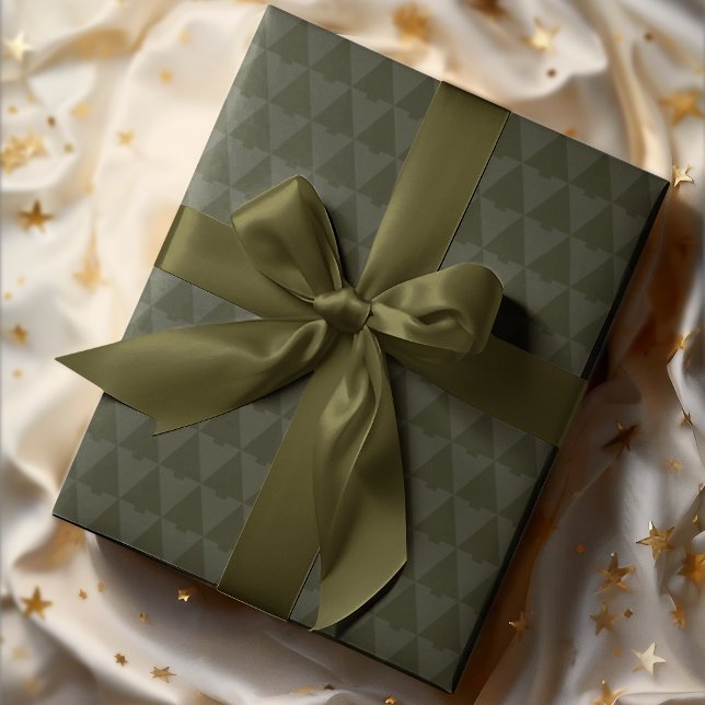 Elegant Geometric Monotone Christmas Tree Holiday Wrapping Paper (Creator Uploaded)