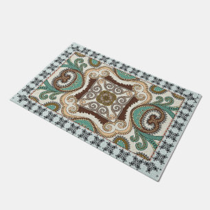 Elegant Geometric Mosaic Shapes Pattern Doormat