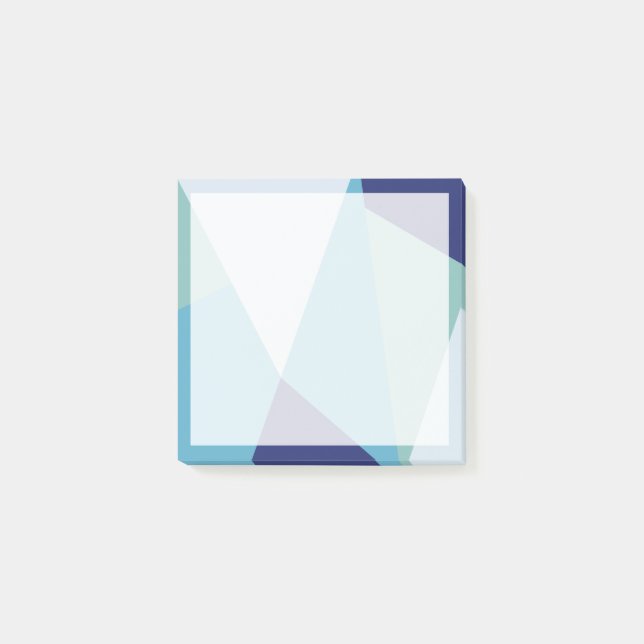 Elegant geometric navy blue and sea green pastel post-it notes (Front)