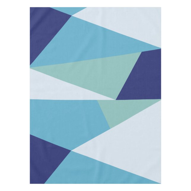 Elegant geometric navy blue and sea green pastel tablecloth (Front)