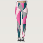 Elegant geometric pastel hot pink emerald green leggings<br><div class="desc">Modern geometric design in pink, grey and green colours.</div>