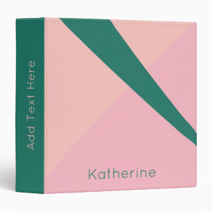 Elegant geometric pastel pink peach green binder