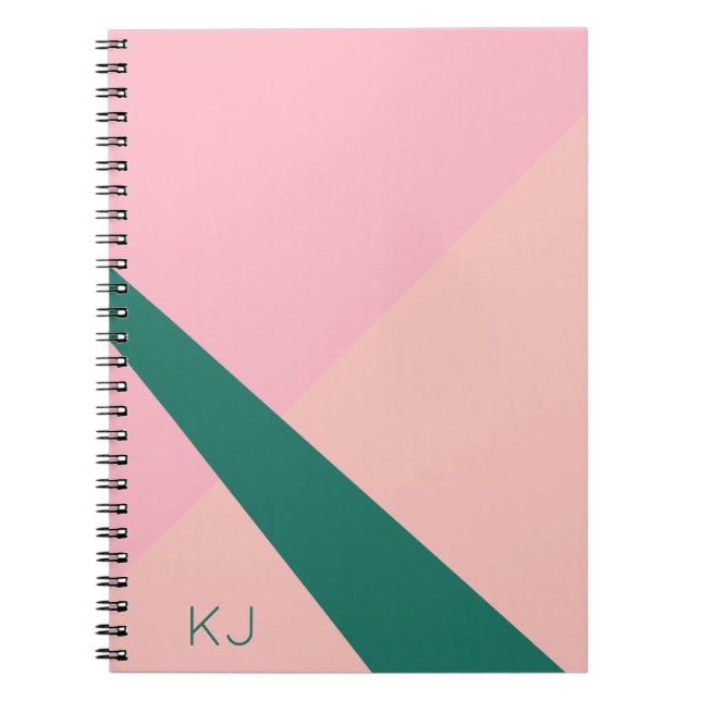 Elegant geometric pastel pink peach green notebook (Front)