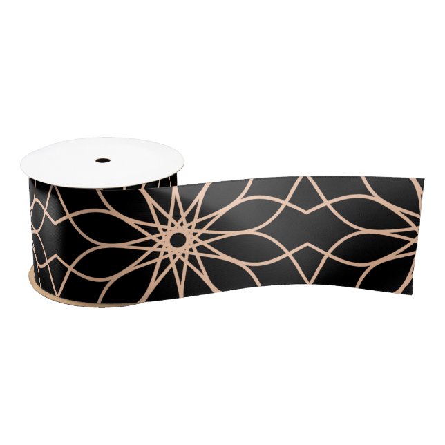 Elegant Geometric Pattern Arabic Art  Satin Ribbon (Spool)