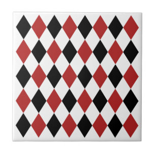 Elegant geometric pattern Black and burgundy red Tile