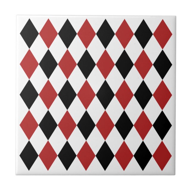 Elegant geometric pattern Black and burgundy red Tile (Front)