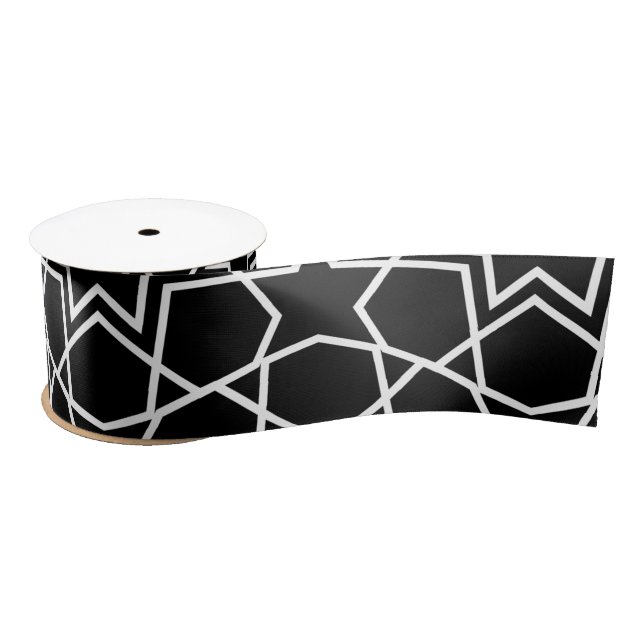 Elegant Geometric Pattern Design Arabic  Satin Ribbon (Spool)
