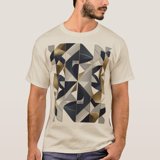 Elegant Geometric Pattern Modern Abstract Shapes  T-Shirt (Front)