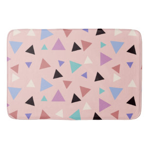 Elegant geometric pattern pink purple mint black bath mat