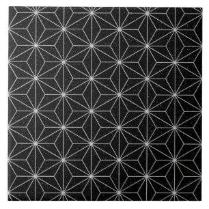 Elegant Geometric Pattern -Silver & Black- Tile