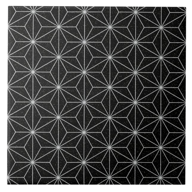 Elegant Geometric Pattern -Silver & Black- Tile (Front)