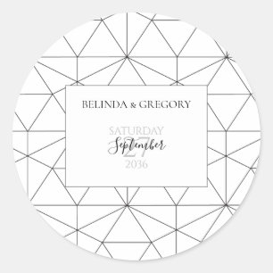 Elegant Geometric Pattern Wedding Classic Round Sticker