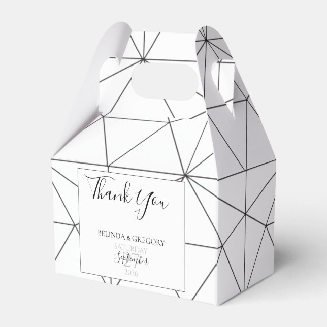 Elegant Geometric Pattern Wedding Favor Box (Front Side)