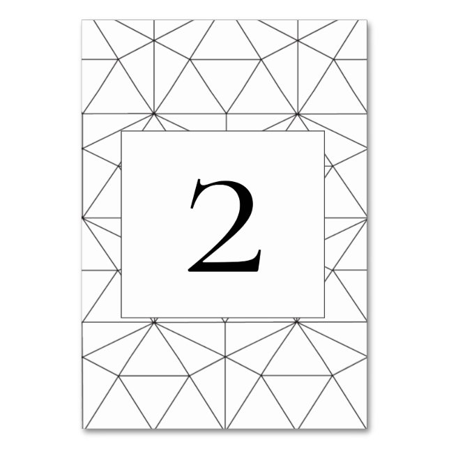 Elegant Geometric Pattern Wedding Table Number (Front)