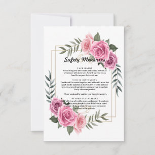 Elegant Geometric Pink Rose Safety Measures Thank You Card
