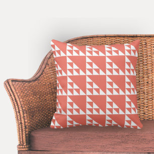 Elegant Geometric Pink & White Triangles Throw Pillow