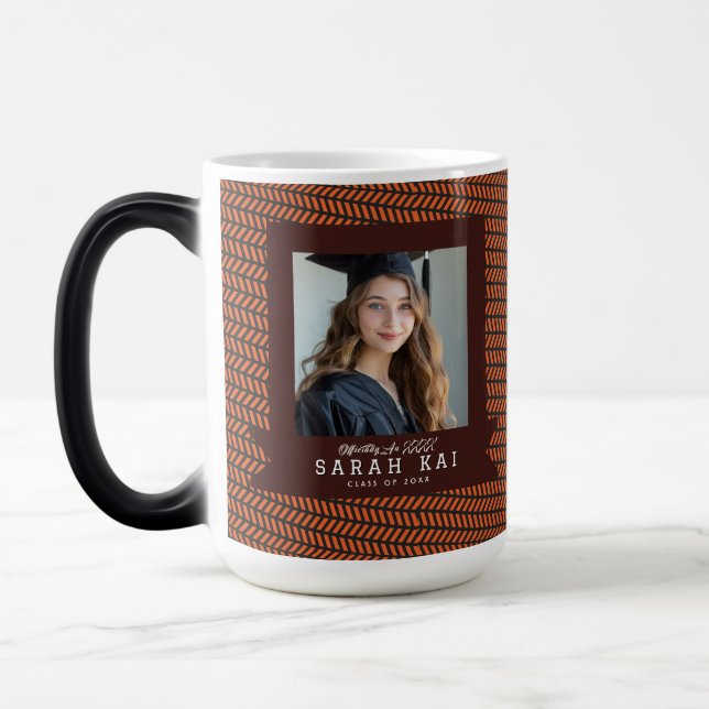 Elegant Geometric Print Graduate Magic Mug (Left)