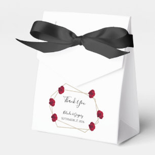 Elegant Geometric Red Rose Wedding Favor Box