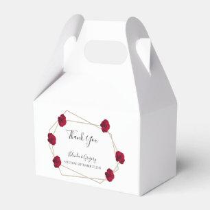Elegant Geometric Red Rose Wedding Favor Box