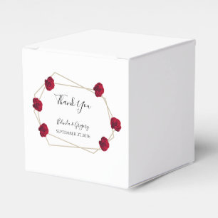 Elegant Geometric Red Rose Wedding Favor Box