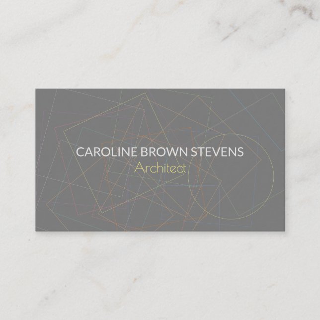 Elegant geometric shapes dark grey architect business card (Front)