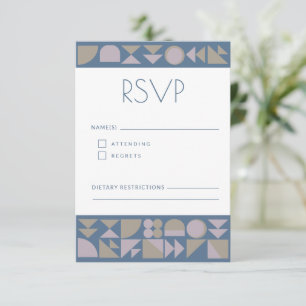 Elegant Geometric Shapes Dusty Blue Modern Wedding RSVP Card