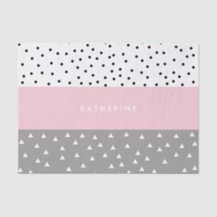Elegant geometric triangles & dots in grey & pink tissue paper