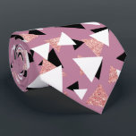 Elegant geometric triangles rose gold glitter tie<br><div class="desc">Modern and trendy geometric pattern featuring faux rose gold glitter, black and white triangles.</div>