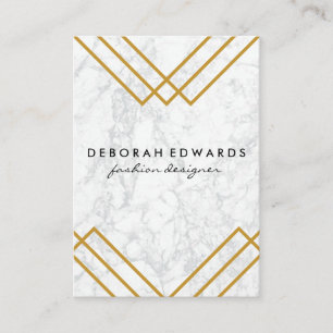Elegant Geometric Yellow with Gold Lines Business Card