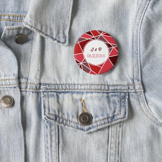 Elegant Geometrical Wedding 2 Inch Round Button (In Situ)