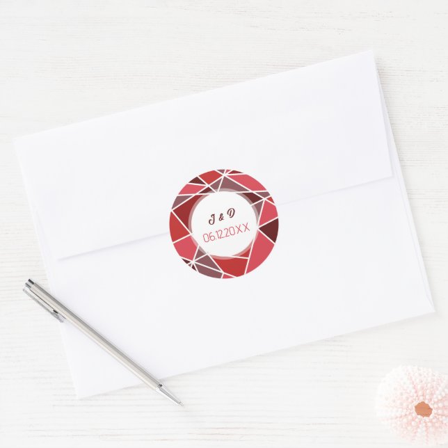 Elegant Geometrical Wedding Classic Round Sticker (Envelope)