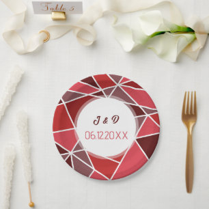 Elegant Geometrical Wedding Paper Plate