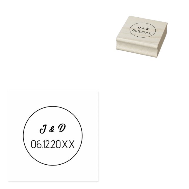 Elegant Geometrical Wedding Rubber Stamp (Stamped)