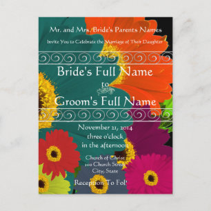 Elegant Gerber Daisy Wedding Invitation Postcard