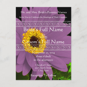 Elegant Gerber Daisy Wedding Invitation Postcard