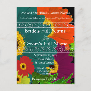 Elegant Gerber Daisy Wedding Invitation Postcard