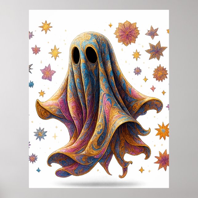 "Elegant Ghost Wall Art – Luxury Halloween Spirit  (Front)