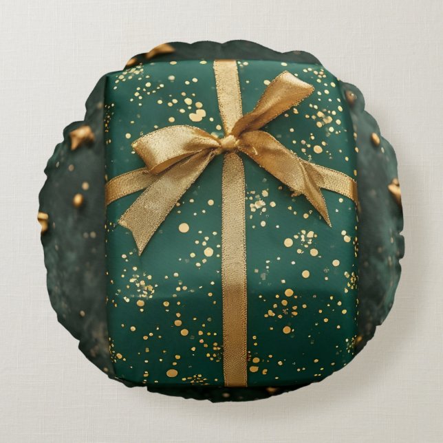 Elegant Gift Box Balloon Round Pillow (Front)